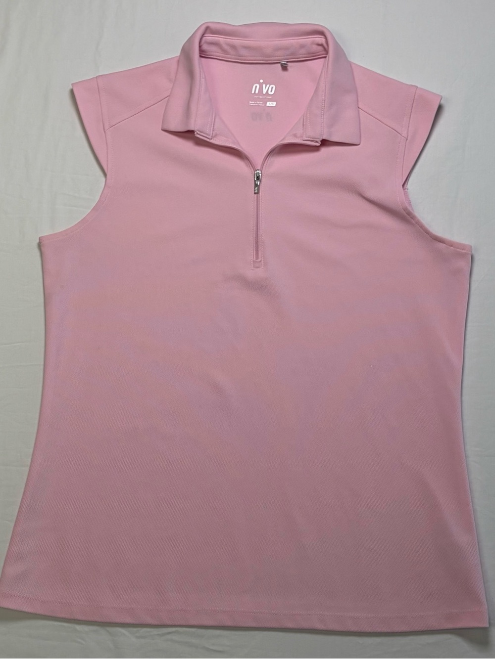 nivo Sleeveless Pink Half-Zip Polo Tank Top